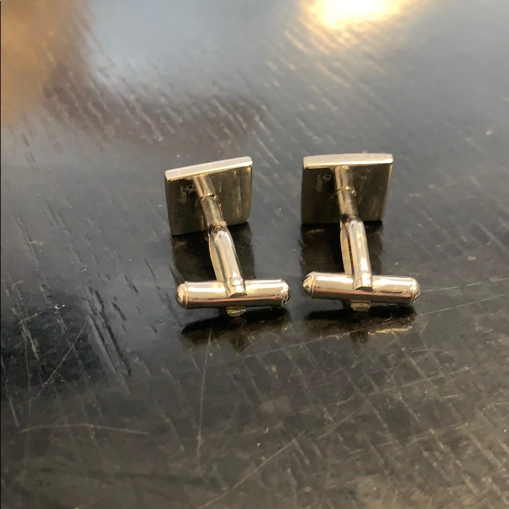 Silver and Rhinestone Cuff Links - Picture 2 of 2